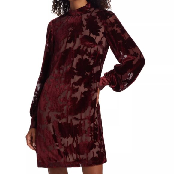 Lela Rose Elizabeth Velvet Floral Burnout Minidress - Picture 1 of 3